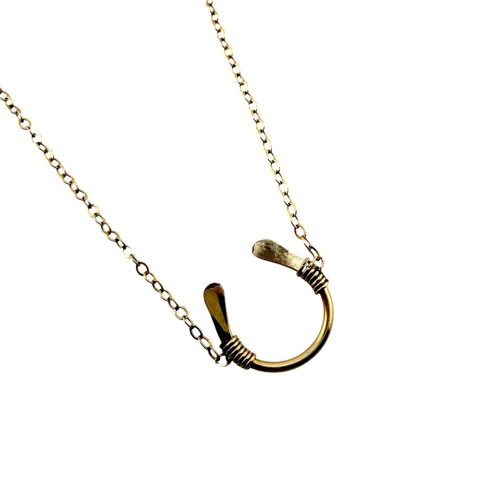 14K Gold Filled Lucky Horseshoe Minimalist Dainty Delicate Pendant 18" Necklace